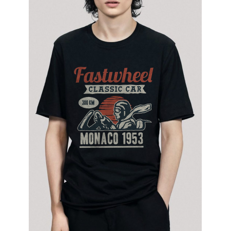 Tricou Fastwheel classic car Monaco 1953 bumbac